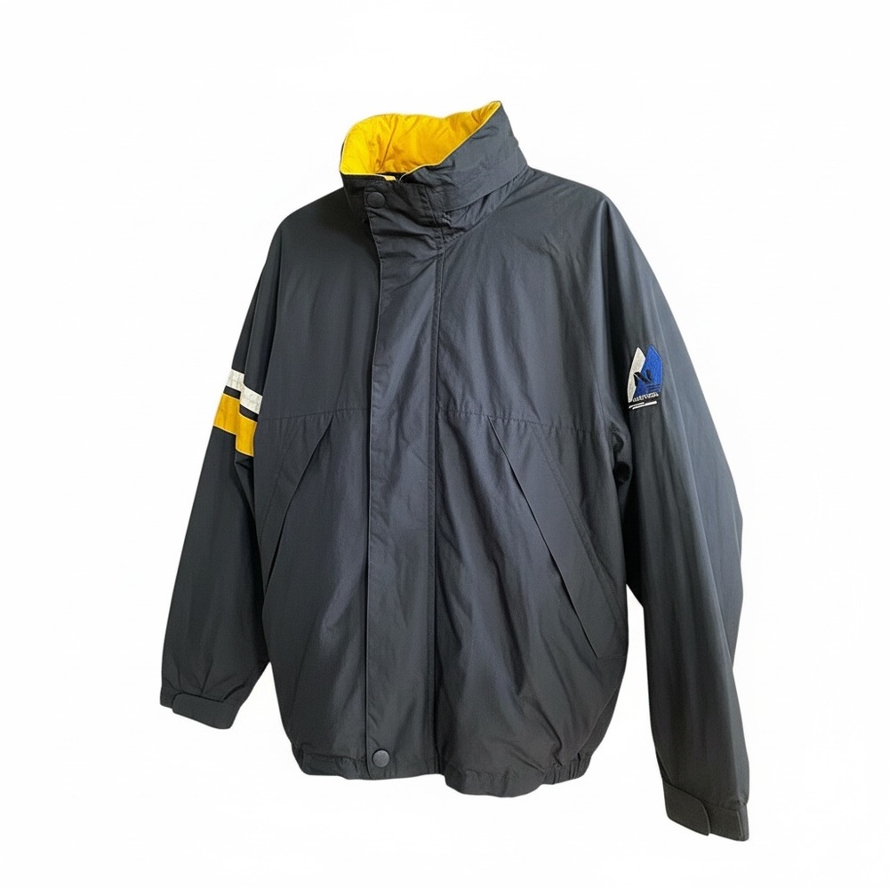 Vintage Nautica Windbreaker Jacket Navy Blue and Yellow - Size L